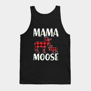 Red Plaid Mama Moose Matching Family Pajama Christmas Gift Tank Top